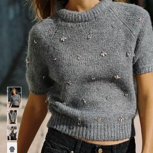 Gray Embellished Women's Sweater